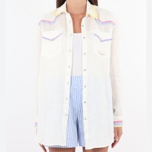 MC2 St Barth Alodie Tex white linen button down